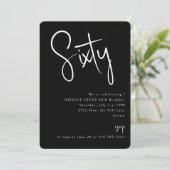 Eenvoudig zwart 60e verjaardagsfeestje kaart (Staand voorkant)