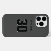 Eenvoudig zwart aangepast nummer en naam iPhone hoesje (Achterkant horizontaal)