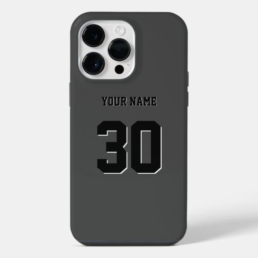 Eenvoudig zwart aangepast nummer en naam iPhone hoesje (Achterkant)
