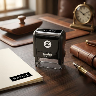Eenvoudig zwart aangepast, voeg uw naam toe, elega  zelfinktende stempel