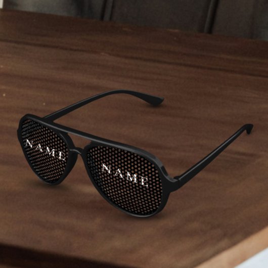 Eenvoudig zwart, aangepaste Jouw naam toevoegen el Aviator Zonnebril