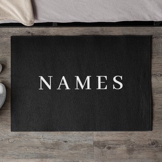 Eenvoudig zwart, aangepaste Jouw naam toevoegen el Deurmat