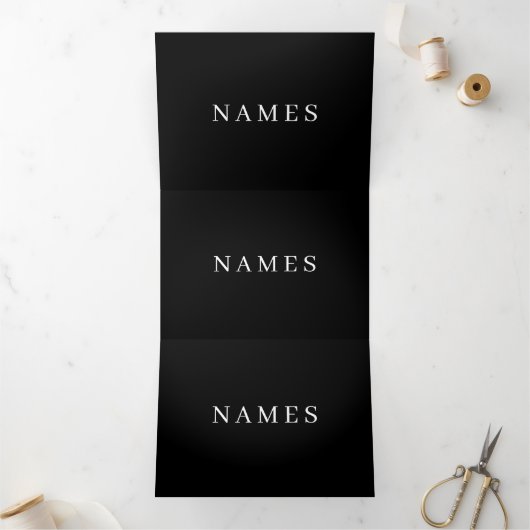 Eenvoudig zwart, aangepaste Jouw naam toevoegen el Drieluik Kaart (Binnen)