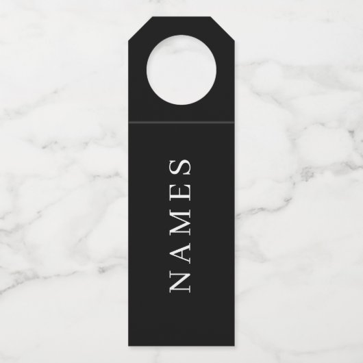 Eenvoudig zwart, aangepaste Jouw naam toevoegen el Flessenhanger (Achterkant)
