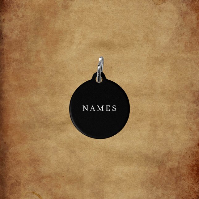 Eenvoudig zwart, aangepaste Jouw naam toevoegen el Huisdierpenning (Creator heeft geüpload)