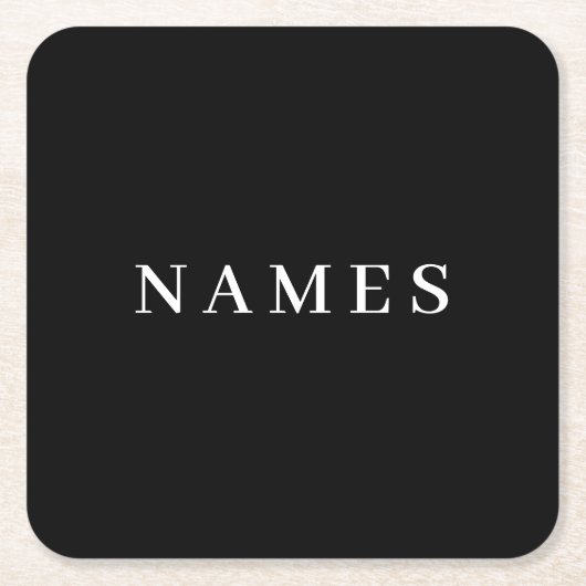 Eenvoudig zwart, aangepaste Jouw naam toevoegen el Kartonnen Onderzetters (Voorkant)