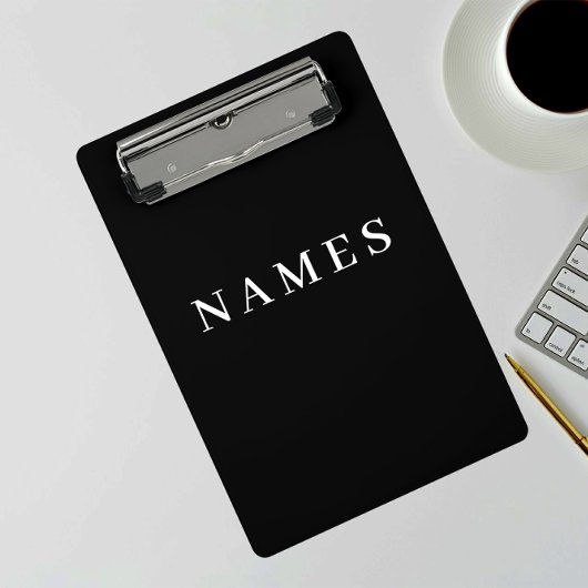Eenvoudig zwart, aangepaste Jouw naam toevoegen el Mini Klembord