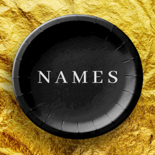 Eenvoudig zwart, aangepaste Jouw naam toevoegen el Papieren Bordje