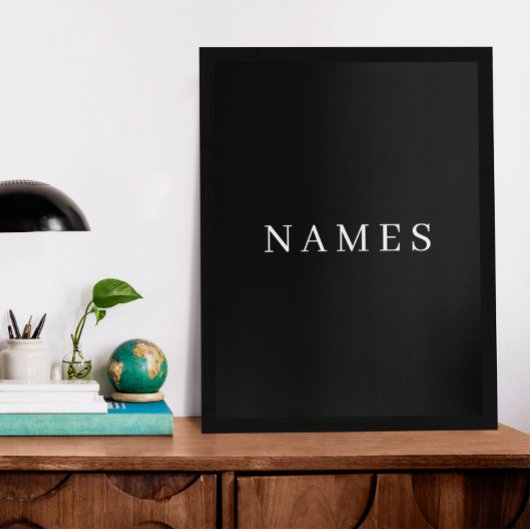 Eenvoudig zwart, aangepaste Jouw naam toevoegen el Poster