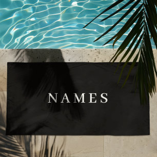 Eenvoudig zwart, aangepaste Jouw naam toevoegen el Strandlaken