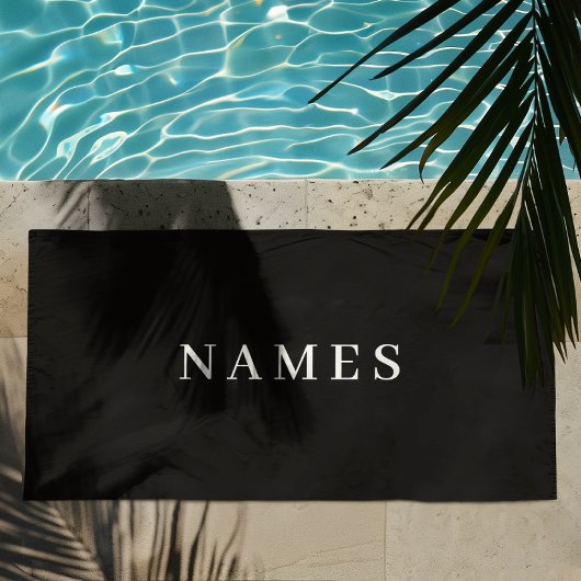 Eenvoudig zwart, aangepaste Jouw naam toevoegen el Strandlaken