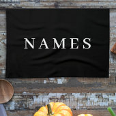 Eenvoudig zwart, aangepaste Jouw naam toevoegen el Theedoek