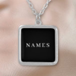 Eenvoudig zwart, aangepaste Jouw naam toevoegen el Zilver Vergulden Ketting<br><div class="desc">Eenvoudige zwarte Douane voegt Jouw naam elegant Ontwerp voor iedereen toe.</div>