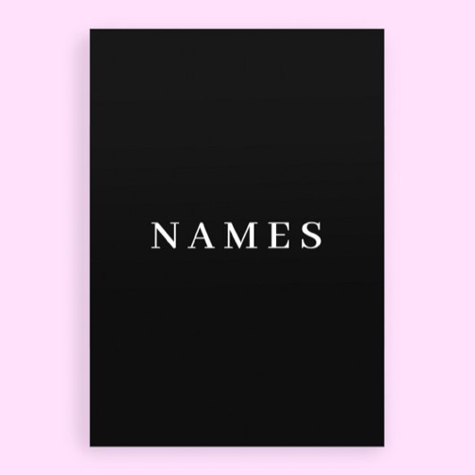 Eenvoudig zwart, aangepaste Jouw naam toevoegen Feestdagenkaart