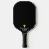 Eenvoudig zwart, aangepaste tekstnaam telefoonnumm pickleball paddle (Voorkant)