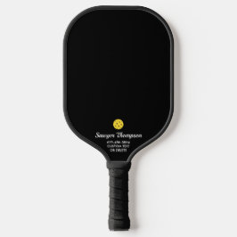Eenvoudig zwart, aangepaste tekstnaam telefoonnumm pickleball paddle