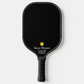 Eenvoudig zwart, aangepaste tekstnaam telefoonnumm pickleball paddle (Achterkant)