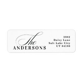 Eenvoudig zwart adres kerstfeestdag etiket