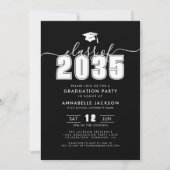 Eenvoudig zwart afstudeerfeest kaart (Voorkant)