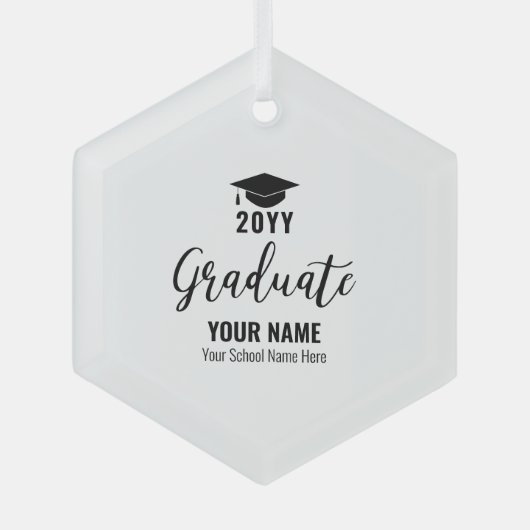 Eenvoudig zwart Afstuderen Afstuderen Glas Ornament (Voorkant)