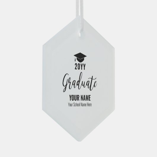 Eenvoudig zwart Afstuderen Afstuderen Glas Ornament (Voorkant Rechts)