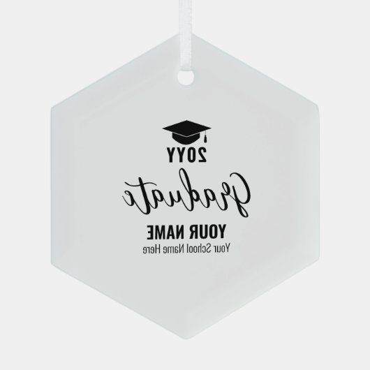 Eenvoudig zwart Afstuderen Afstuderen Glas Ornament (Achterkant)