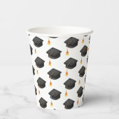 Eenvoudig zwart Afstuderen Pet patroon Papieren Bekers (Achterkant)