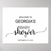 Eenvoudig zwart Baby shower - Welkom Poster (Voorkant)