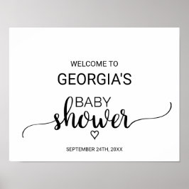 Eenvoudig zwart Baby shower - Welkom Poster