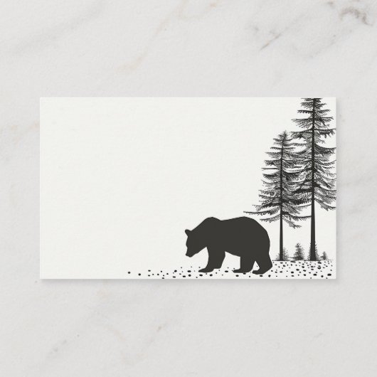 Eenvoudig zwart Beer rustiek bos Visitekaartje (Achterkant)