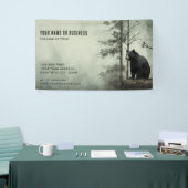 Eenvoudig zwart Beer rustieke bos boszaken Spandoek (Beurs)