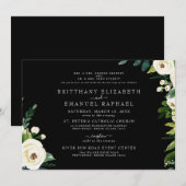 Eenvoudig zwart beide ouders wit bloemenbruiloft kaart (Voorkant / Achterkant)