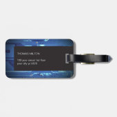 Eenvoudig Zwart Blauw Circuit Board Monogram Bagagelabel (Achterkant horizontaal)