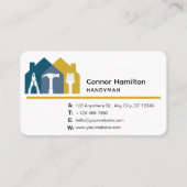 Eenvoudig Zwart Blauw Geel Handyman House Gereedsc Visitekaartje (Voorkant)