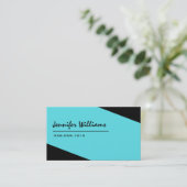 Eenvoudig zwart-blauw minimalistisch Visitekaartje (Staand voorkant)