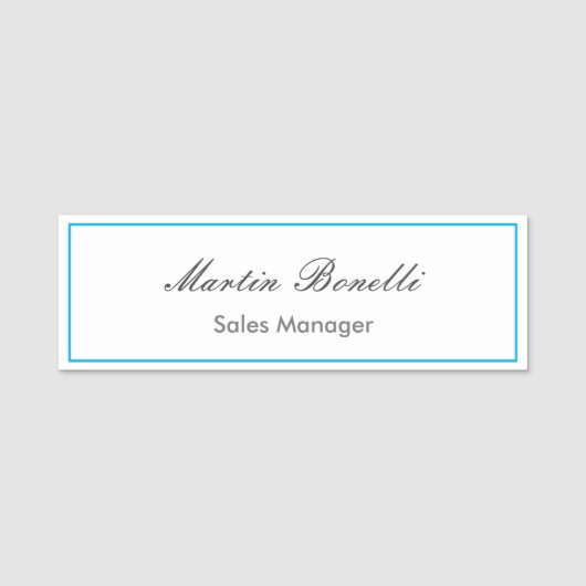 Eenvoudig Zwart Blauw Wit Modern Pro Naamplaatje (Voorkant)