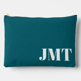 Eenvoudig zwart-Blauwgroen en wit monogram Etui