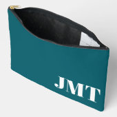 Eenvoudig zwart-Blauwgroen en wit monogram Etui (Open)