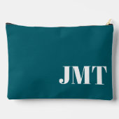 Eenvoudig zwart-Blauwgroen en wit monogram Etui (Achterkant)