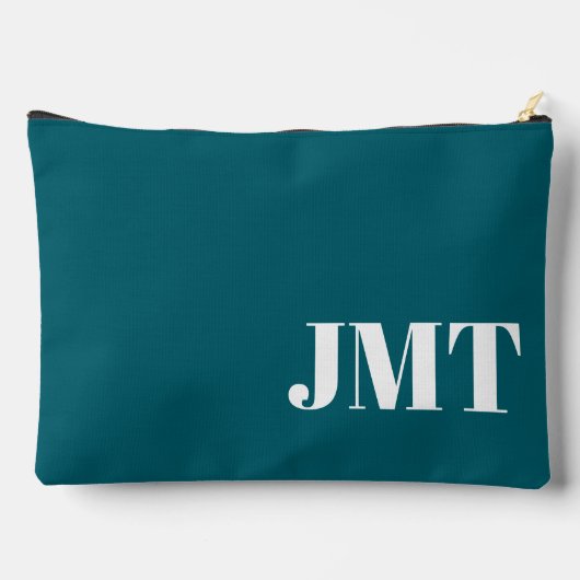 Eenvoudig zwart-Blauwgroen en wit monogram Etui (Achterkant)