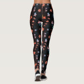Eenvoudig zwart bloeipatroon leggings (Achterkant)