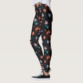 Eenvoudig zwart bloeipatroon leggings (Links)