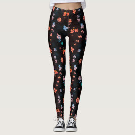 Eenvoudig zwart bloeipatroon leggings