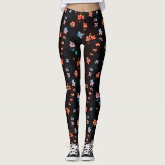 Eenvoudig zwart bloeipatroon leggings