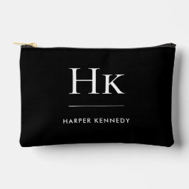Eenvoudig zwart chic elegant monogram etui
