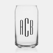Eenvoudig zwart drieletterig monogram blikvorm glas (Voorkant)