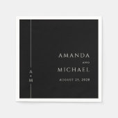 Eenvoudig zwart Elegant Classic Monogram Huwelijk Servet (Voorkant)