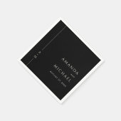 Eenvoudig zwart Elegant Classic Monogram Huwelijk Servet (Hoek)