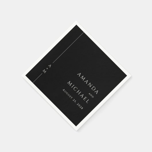 Eenvoudig zwart Elegant Classic Monogram Huwelijk Servet (Hoek)