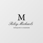 Eenvoudig zwart Elegant Monogram Naam Titel Raamsticker (Vel)